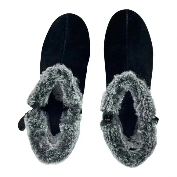 SoftWalk Helena Black Suede Leather Faux Fur Trim Womens Ankle Boots Size 7M - Picture 11 of 16